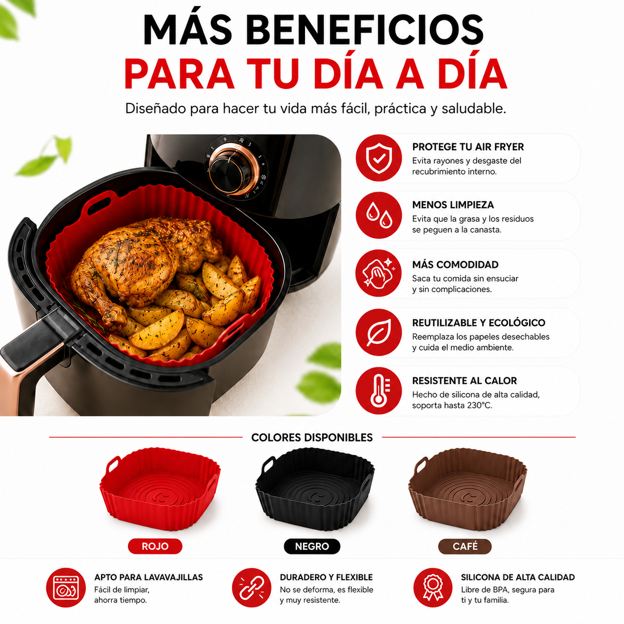 Molde de Silicona para Air Fryer — Crosens® | Sin BPA · Fácil Limpieza