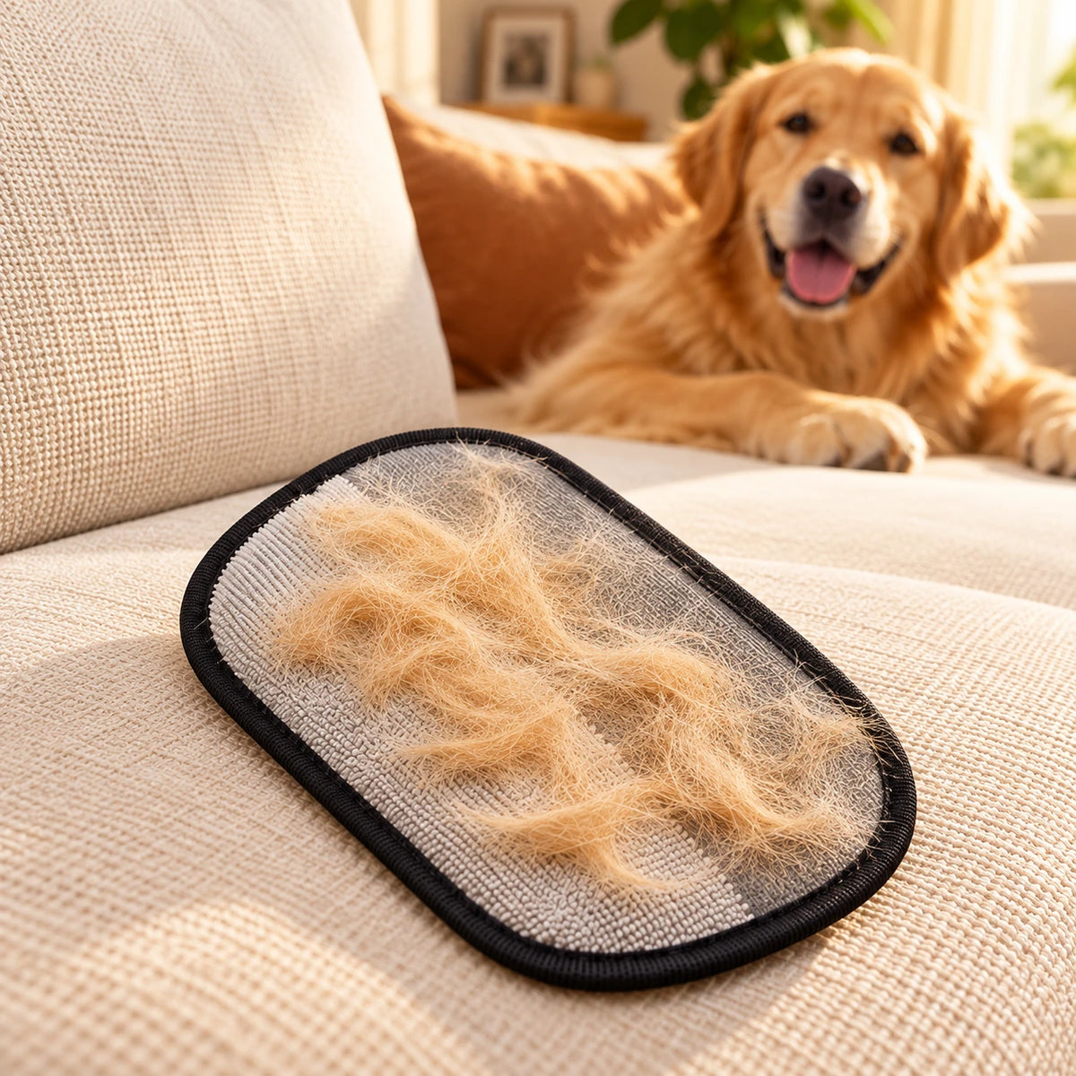 Lado de microfibra del guante con una capa de pelo recogida del sillón